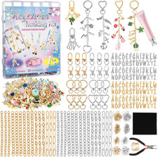 552Pcs Charms Lip Gloss Keychain Making Kit, Gold Silver Bag Charm Kit, Includin