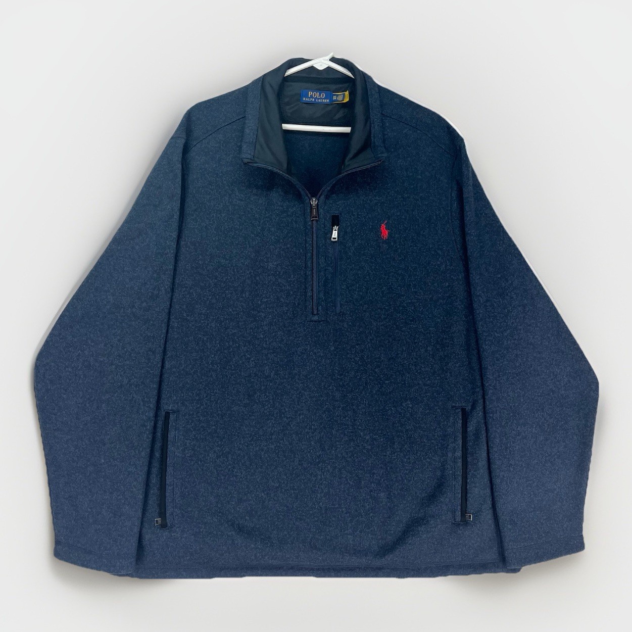 Polo Ralph Lauren Performance Jacket Uomo Taglia XXL 2XL Blu Navy Pile Rosso Pony