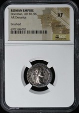 Domitian, AD 81-96 ROMAN EMPIRE AR Denarius NGC XF40