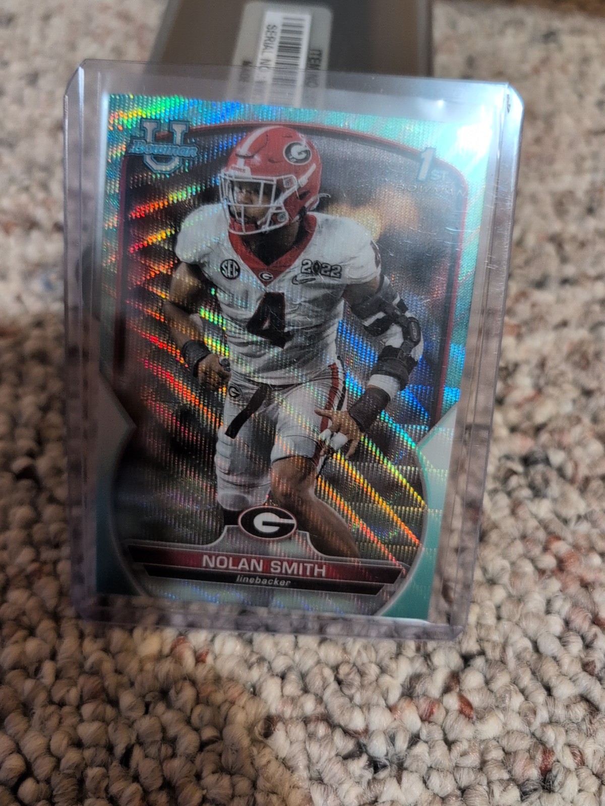 2022 Bowman University Chrome - Nolan Smith #33 Aqua Wave Refractor /299 (RC)