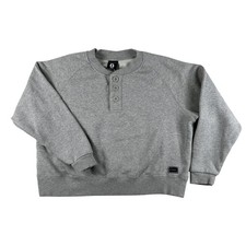 Beardedgoat Sweatshirt Womens Large Boxy Fleece Henley Pullover Crewneck Logo