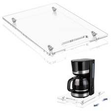Clear Acrylic Appliance Sliding Tray Rubber Wheels Countertop 9.8x14 Inch