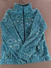 Youth Columbia Fleece Zip Up Jacket Green Mandala Pattern Size XL 18/20