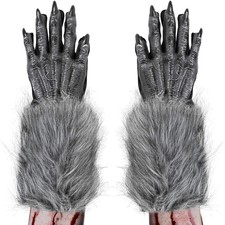 Werewolf Gloves for Kids and Adults - Grey Claw Paws Monster Costume