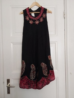 Made In India Damen Kleid Tunika Rayon Freesize 48/50 Neu Mit Etikett