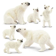 Toymany 6-pcs Polar Bear Animal Figurine,  Collectible Hand-painted  Toy Set