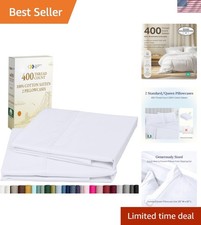 Standard Queen Size Pillowcase Set - 400 Thread Count, 100 Cotton Sateen, Se...