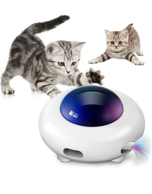 UFO Interactive Cat Toy, Ambush Electronic Cat Toy with Rotating Feather