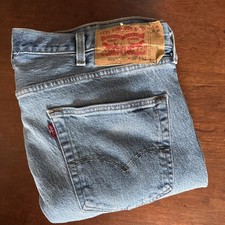 Levis 501 Original Fit Light Wash Straight Leg Jeans Mens 38x32 Button Fly