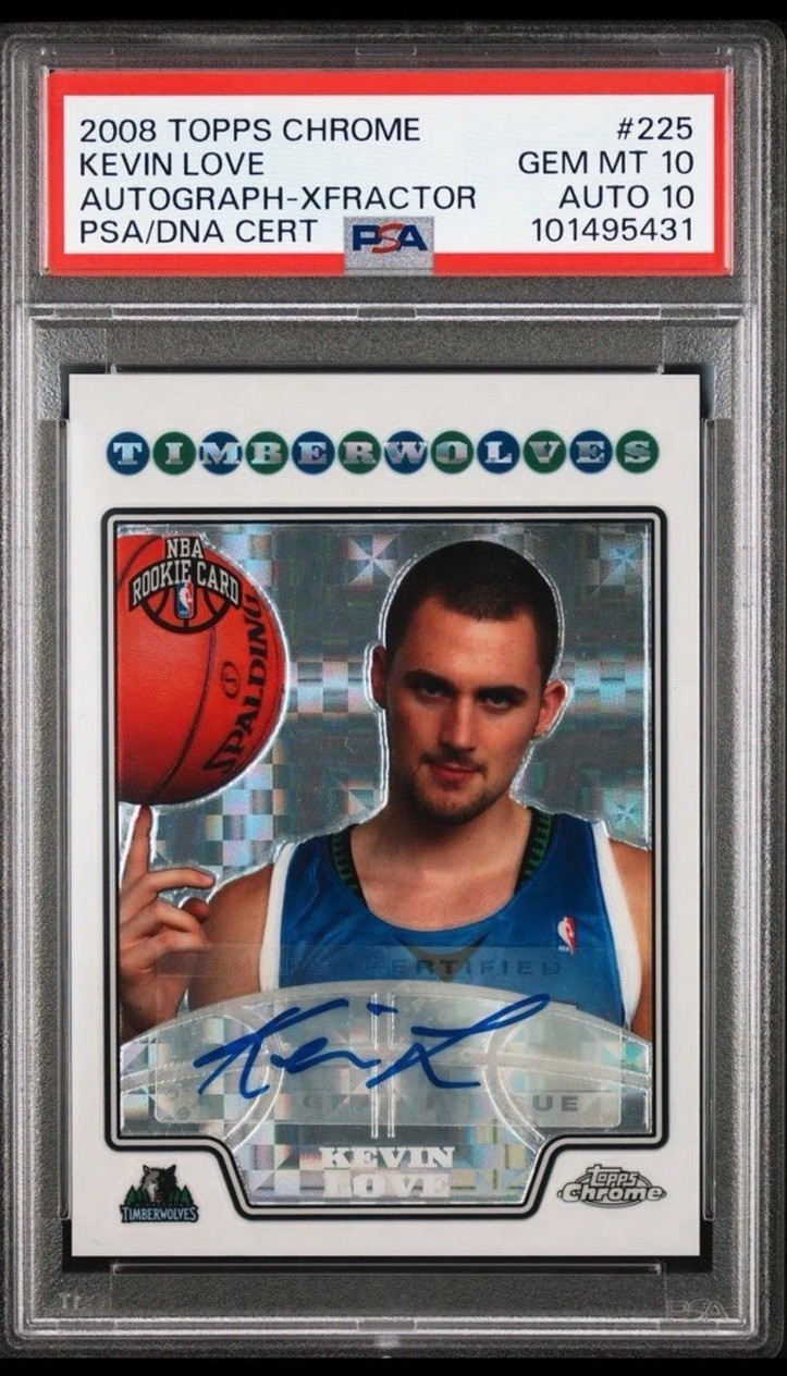 2008 Topps Chrome #225 Kevin Love Auto Xfractor Rookie /15 PSA 10 Pop 1