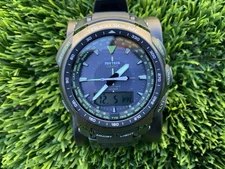 Casio PRW5100-1B Pro Trek, Triple Sensor, Solar MultiBand6 Blk/Green USA SELLER