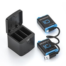 2 Battery or Battery Charger Dock for GoPro Hero 9 10 11 12 Action Cameras