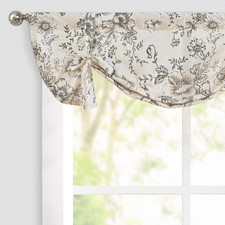 jinchan Tie Up Valance Curtain Floral Linen for Windows Farmhouse Valance 36 Inc