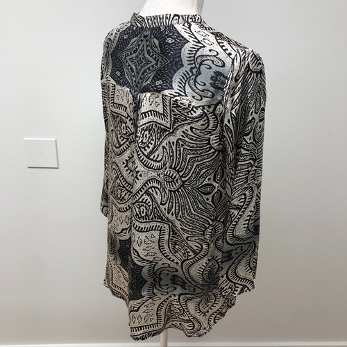 APNY tunica raso seta toggle blusa camicia donna piccola paisley manica lunga nuova - Foto 9 di 18