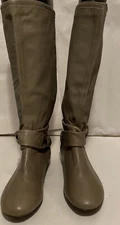Womens 7.5 W Slouchy Knee High Gray Leather Boots