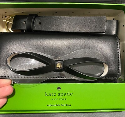 Kate Spade Black Bow Belt Bag Adjustable Leather L/XL NWT | eBay