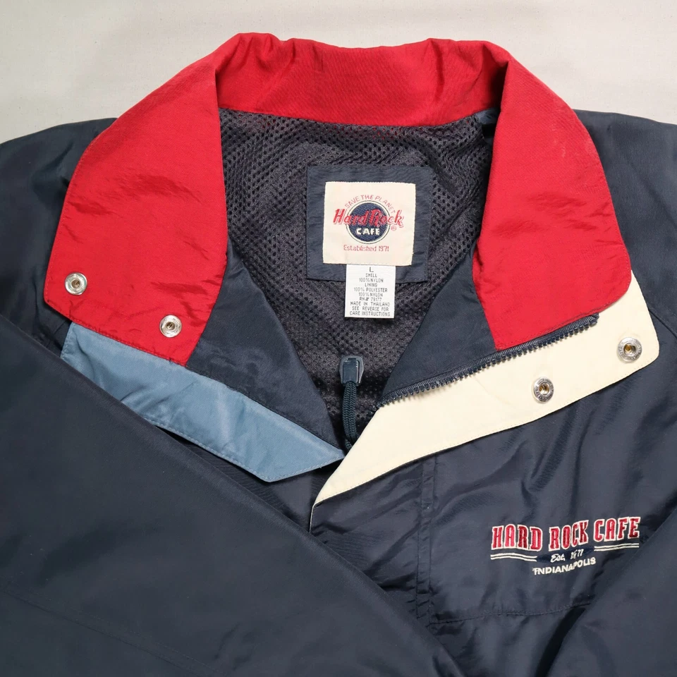Chaqueta cortavientos Hard Rock Café Indianápolis para hombre beige nailon talla L grande Foto 2 de 4