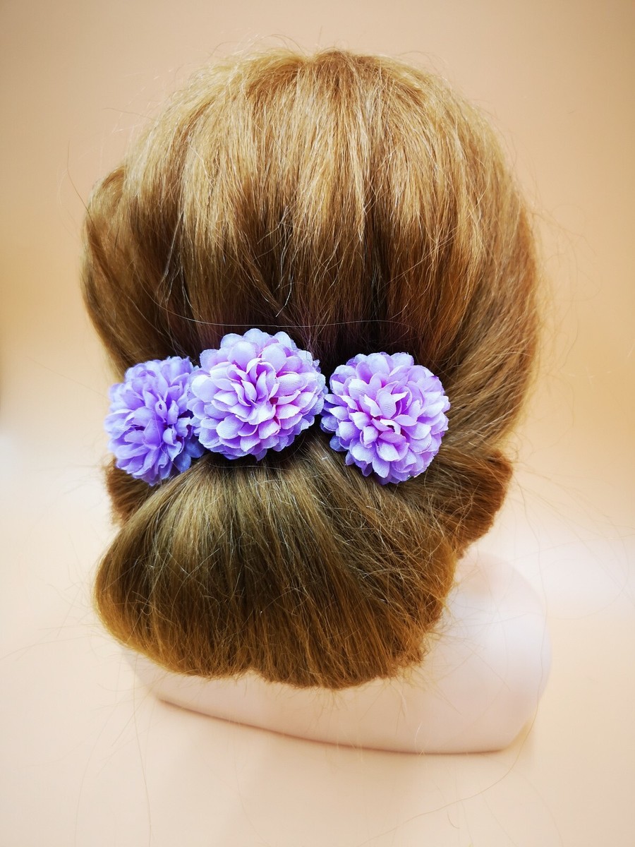 3x Purple Hydrangea Hair Clip bridal Wedding hair accessories Head