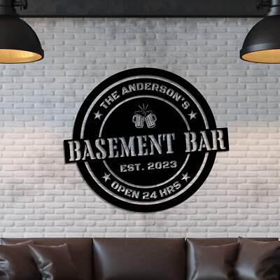 Personalised Name Beer Bar & Grill Hoop Sign