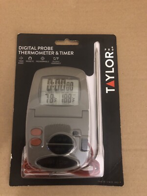 Taylor Pro Digitales Küchenfühler Thermometer mit Timer und Alarm - Grau 7,5 cm