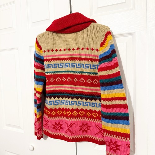 Vintage Liz Claiborne Cardigan Sweater Large Multicolor Knit Fair Isle Stripe - Picture 7 of 8