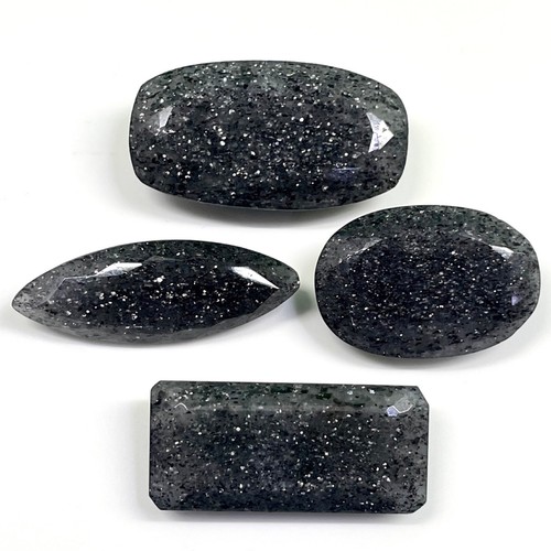 4 Pcs Natural Black Sunstone 35-45mm Mix Cut Loose Faceted Gemstones 283.35 Cts - Picture 11 of 19