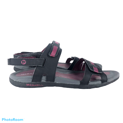 MERRELL Sport Sandal Womens 10/41 Flat Black Waterproof Hook  display picture 1