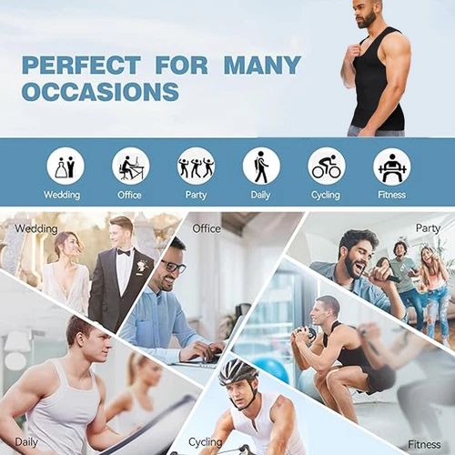 Hombres Camisa de Compresión Control Abdomen Chaleco Apretado Adelgazante Cuerpo Modelador Entrenamiento Grasa - Imagen 12 de 21