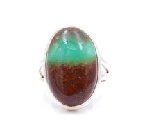 4.8 Gm 925 Sterling Silver Natural Chrysoprase Cab Gemstone Fine Ring Size 6" US