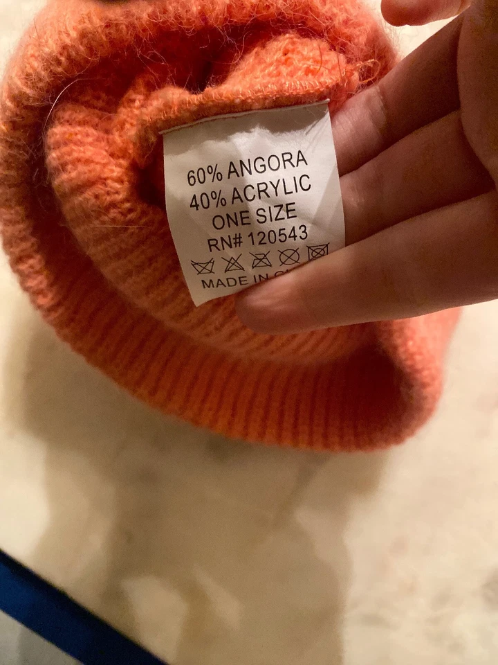 Chapéu Free People inverno quente mistura angorá malha grossa $68 varejo coral claro - Imagem 3 de 3