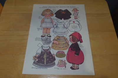 Dolly Dingle's Paper Dolls Trip Around the World - 1970s - France - New - Uncut