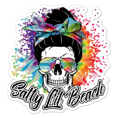 Salty Lil' Beach Skull, Vinyl Decal Sticker, Indoor Outdoor, 3 Sizes, #8833