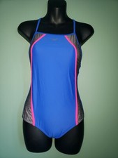 GIRL SPEEDO BLUE PINK GRAY RACERBACK LINED 1 PIECE BATHING SUIT SWIMSUIT SIZE 16