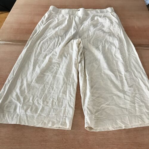Torrid Crop Pull On Pants Women 2XL Beige High Rise Pocket Linen Rayon Wide Leg