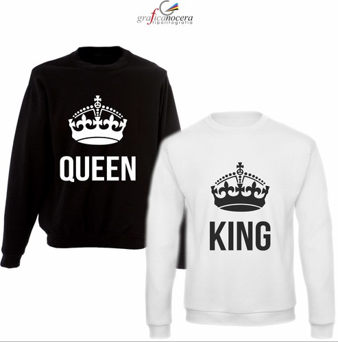 Coppia Felpe KING QUEEN corona maglia felpa amore idea regalo fidanzati  coppia | eBay
