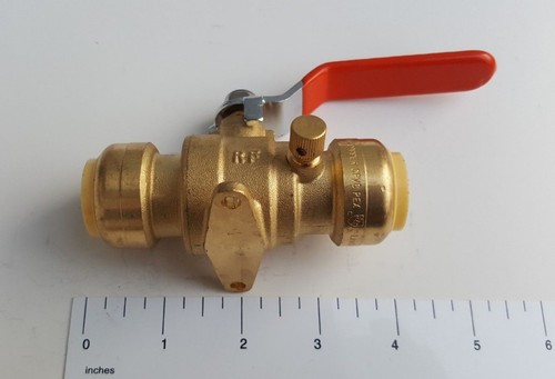 1 TO 10 PIECES 3/4" PUSH FIT BALL VALVE WITH DRAIN AND DROP EAR, LEAD FREE BRASS - Picture 3 of 4