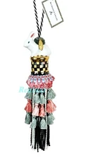 MacKenzie-Childs Courtly Check Rabbit Bunny Tassel Brand New