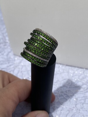 Colleen Lopez Sterlingsilber Chromdiopsid & weißer Zirkon mehrreihiger Ring