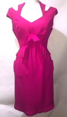 THIERRY MUGLER seltenes Vintage 80er Cut Out Kleid Gr. 42 ITA in Shocking Pink