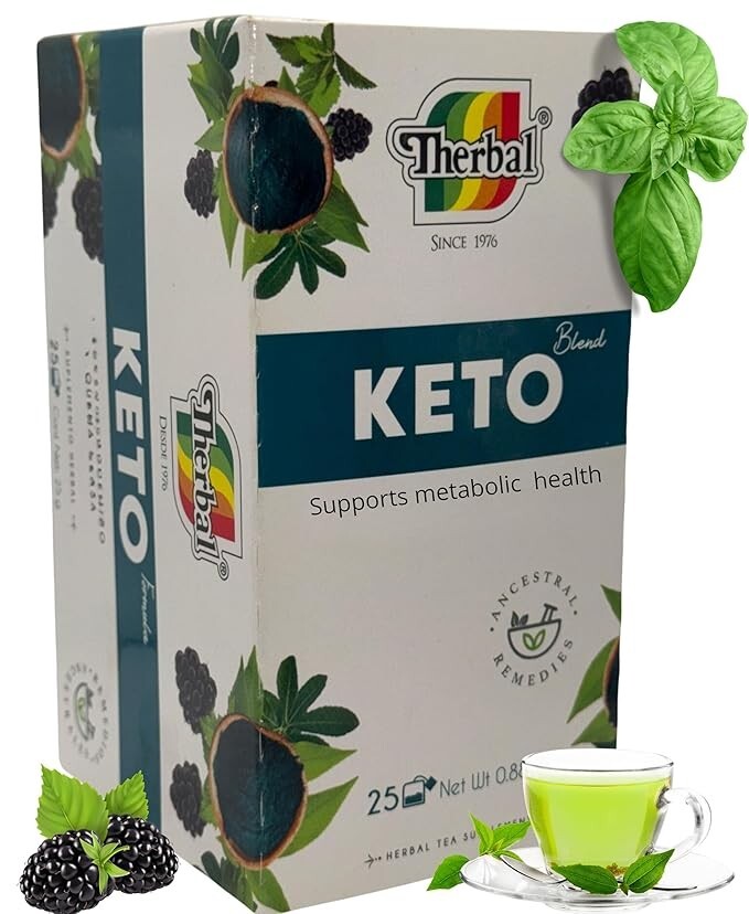 Green Tea with Blackberry, Yerba Mate, and Spirulina Algae - 25 Tea Bags - Keto