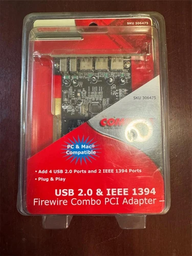 CompUSA 306475 USB 2.0 + IEEE1394 Firewire Combo PCI Adapter 4 Ports