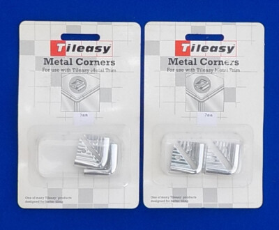 4 (2 PAAR) FLIESENVERKLEIDUNG ECKEN 7mm TIEFE, METALL - SILBERFARBEN