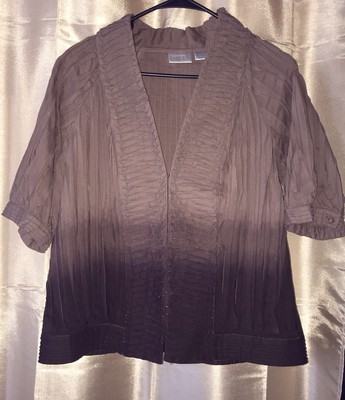 LN Chicos Brown Blazer Jacket Unique 1 Small 8 OMBRE India Artsy Boho S