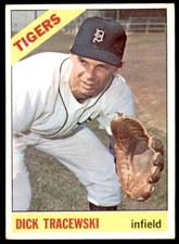 1966 Topps  #378 DICK TRACEWSKI  Detroit Tigers  EX-EX+