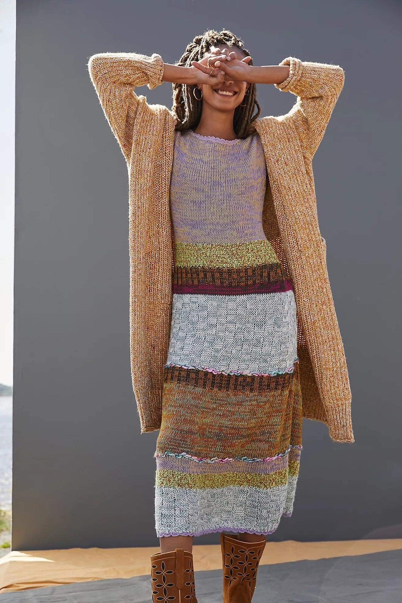 knee length dresses for ladies Two Piece Cable Knit Sweater Midi Dress | Women's Dresses main image 1