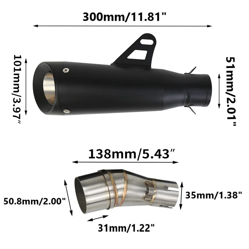 Exhaust System Muffler Pipe For Kawasaki Ninja 250R Ninja 300 2008 2009 2010-17 - Image 2 of 4