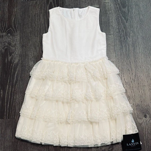 Lanvin — LANVIN***Ivory White Flower Girl Party Dress**size 6 $1087