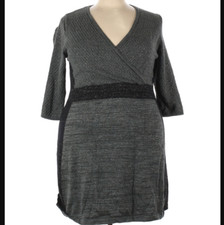 Lane Bryant Faux Wrap Knit Dress Gray Black Size 22 - 24 Plus