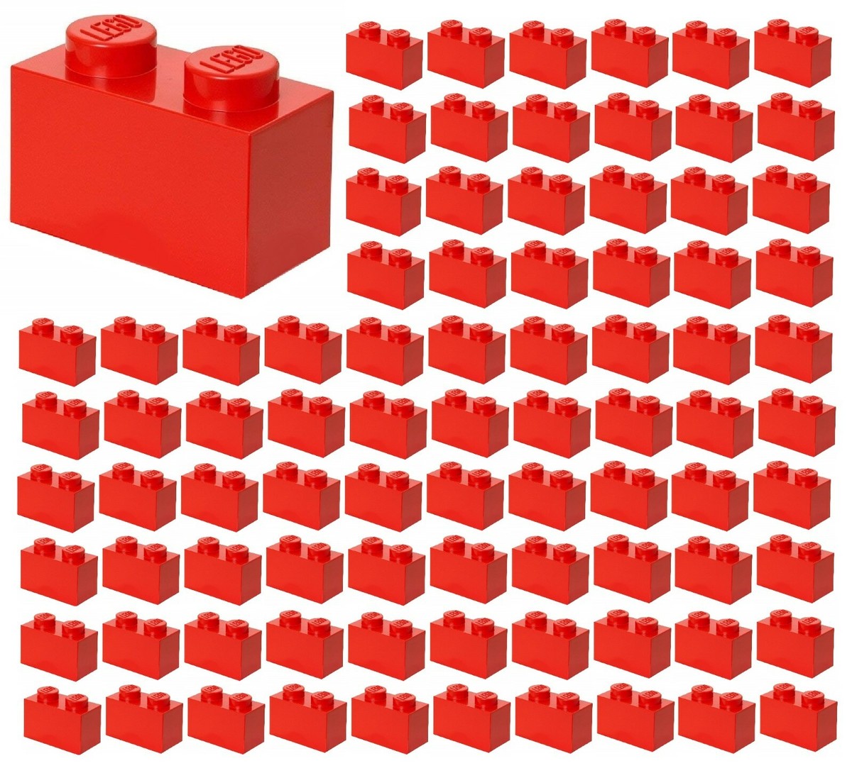 ☀️100x NEW LEGO 1x2 RED Bricks (ID 3004) BULK Parts City