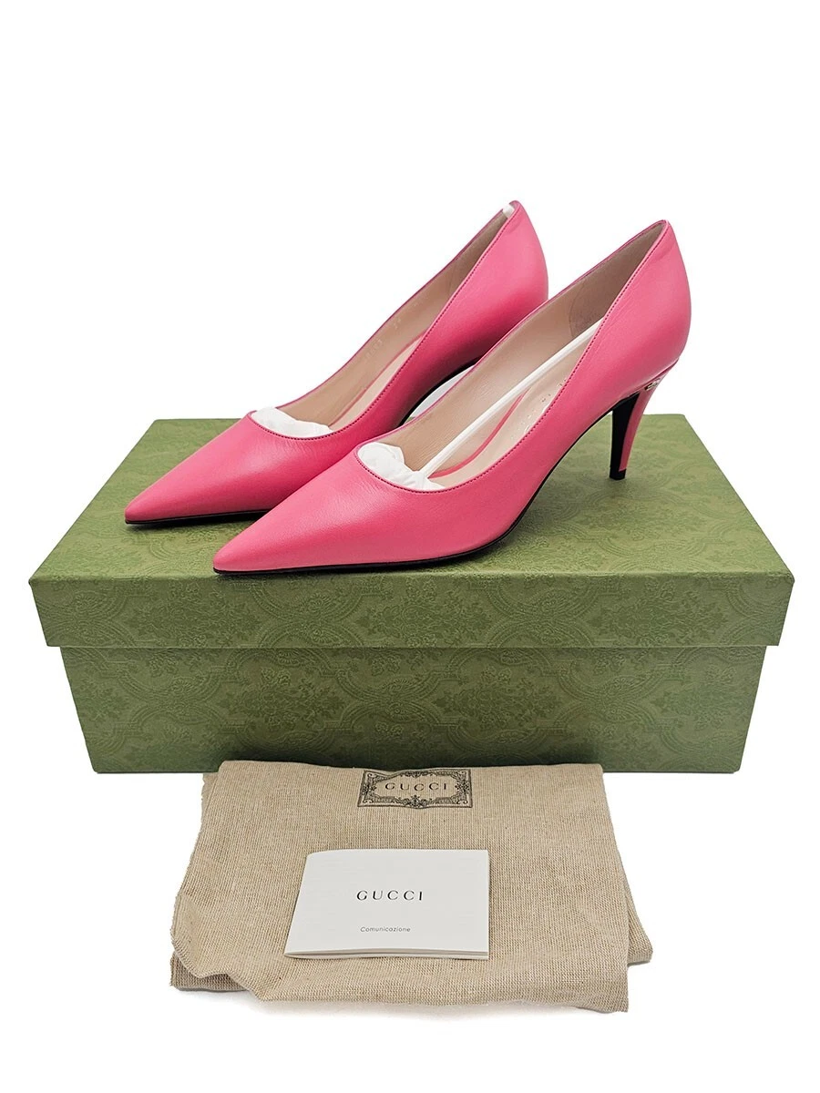 Escarpins femme Gucci cuir rose talon moyen pointure 39 US 9